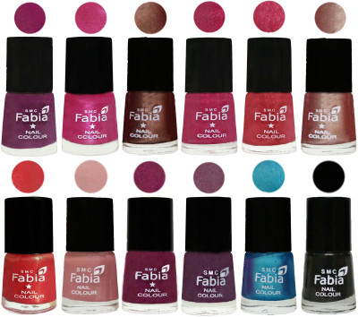 

Fabia Nail Polish Pack of 12(6 Ml Each) Professional Serious Nail Polish Shock Pink-Pink-Light Coffee-Magenta-Shock Pink Light-Light Nude-Red Orange-Shrimp Pastell-Cherry Blossom-Light Jam-Denim-Black(Pack of 12)