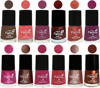 

Fabia Nail Polish Pack of 12(6 Ml Each) Professional Serious Nail Polish Everglade-Light Peach-Dark Cherry Blossom-Brick Red-Dark Peach-Shock Pink-Pink-Light Coffee-Magenta-Shock Pink Light-Light Nude-Light Jerry Coffee(Pack of 12)