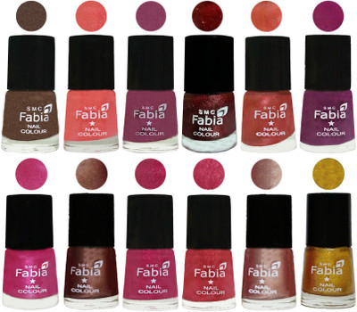 

Fabia Nail Polish Pack of 12(6 Ml Each) Professional Serious Nail Polish Everglade-Light Peach-Dark Cherry Blossom-Brick Red-Dark Peach-Shock Pink-Pink-Light Coffee-Magenta-Shock Pink Light-Light Nude-Jerry Golden(Pack of 12)