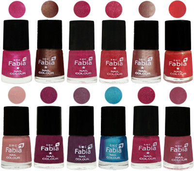 

Fabia Nail Polish Pack of 12(6 Ml Each) Professional Serious Nail Polish Pink-Light Coffee-Magenta-Shock Pink Light-Light Nude-Red Orange-Shrimp Pastell-Cherry Blossom-Light Jam-Denim-Hot Magenta-Pink Maroonish(Pack of 12)