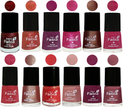 

Fabia Nail Polish Pack of 12(6 Ml Each) Professional Serious Nail Polish Brick Red-Dark Peach-Shock Pink-Pink-Light Coffee-Magenta-Shock Pink Light-Light Nude-Red Orange-Shrimp Pastell-Cherry Blossom-Dusty Pink(Pack of 12)