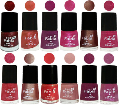 

Fabia Nail Polish Pack of 12(6 Ml Each) Professional Serious Nail Polish Brick Red-Dark Peach-Shock Pink-Pink-Light Coffee-Magenta-Shock Pink Light-Light Nude-Red Orange-Shrimp Pastell-Cherry Blossom-Rani(Pack of 12)