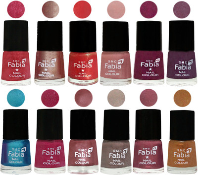 

Fabia Nail Polish Pack of 12(6 Ml Each) Professional Serious Nail Polish Shock Pink Light-Light Nude-Red Orange-Shrimp Pastell-Cherry Blossom-Light Jam-Denim-Hot Magenta-Lip-Light Beige-Dusty Pink-Golden(Pack of 12)