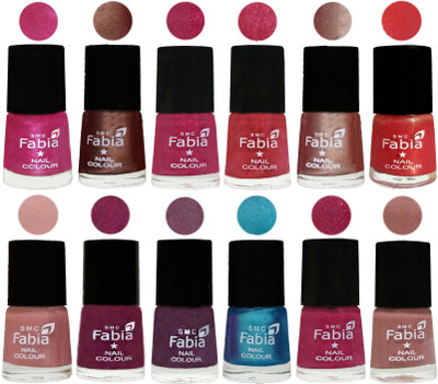 

Fabia Nail Polish Pack of 12(6 Ml Each) Professional Serious Nail Polish Pink-Light Coffee-Magenta-Shock Pink Light-Light Nude-Red Orange-Shrimp Pastell-Cherry Blossom-Light Jam-Denim-Hot Magenta-Nude(Pack of 12)