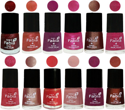

Fabia Nail Polish Pack of 12(6 Ml Each) Professional Serious Nail Polish Brick Red-Dark Peach-Shock Pink-Pink-Light Coffee-Magenta-Shock Pink Light-Light Nude-Red Orange-Shrimp Pastell-Cherry Blossom-Berry(Pack of 12)