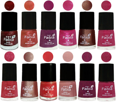 

Fabia Nail Polish Pack of 12(6 Ml Each) Professional Serious Nail Polish Brick Red-Dark Peach-Shock Pink-Pink-Light Coffee-Magenta-Shock Pink Light-Light Nude-Red Orange-Shrimp Pastell-Cherry Blossom-Hot Magenta(Pack of 12)