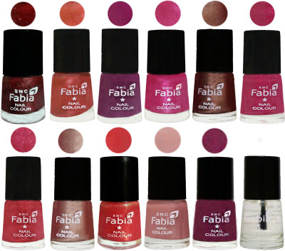 

Fabia Nail Polish Pack of 12(6 Ml Each) Professional Serious Nail Polish Brick Red-Dark Peach-Shock Pink-Pink-Light Coffee-Magenta-Shock Pink Light-Light Nude-Red Orange-Shrimp Pastell-Cherry Blossom-Top Coat(Pack of 12)