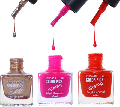 

Eyeflax's Colorpick Glamy Nail Enamel Combo (5)Multicolor multicolor(Pack of 3)