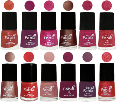 

Fabia Nail Polish Pack of 12(6 Ml Each) Professional Serious Nail Polish Dark Peach-Shock Pink-Pink-Light Coffee-Magenta-Shock Pink Light-Light Nude-Red Orange-Shrimp Pastell-Cherry Blossom-Light Jam-Jerry Pink(Pack of 12)
