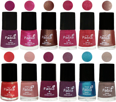 

Fabia Nail Polish Pack of 12(6 Ml Each) Professional Serious Nail Polish Shock Pink-Pink-Light Coffee-Magenta-Shock Pink Light-Light Nude-Red Orange-Shrimp Pastell-Cherry Blossom-Light Jam-Denim-Light Beige(Pack of 12)