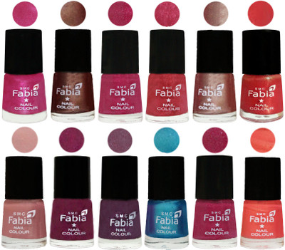 

Fabia Nail Polish Pack of 12(6 Ml Each) Professional Serious Nail Polish Pink-Light Coffee-Magenta-Shock Pink Light-Light Nude-Red Orange-Shrimp Pastell-Cherry Blossom-Light Jam-Denim-Hot Magenta-Peach(Pack of 12)