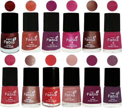 

Fabia Nail Polish Pack of 12(6 Ml Each) Professional Serious Nail Polish Brick Red-Dark Peach-Shock Pink-Pink-Light Coffee-Magenta-Shock Pink Light-Light Nude-Red Orange-Shrimp Pastell-Cherry Blossom-Light Jam(Pack of 12)