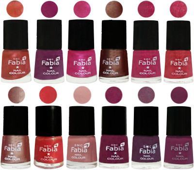 

Fabia Nail Polish Pack of 12(6 Ml Each) Professional Serious Nail Polish Dark Peach-Shock Pink-Pink-Light Coffee-Magenta-Shock Pink Light-Light Nude-Red Orange-Shrimp Pastell-Cherry Blossom-Light Jam-Light purple(Pack of 12)