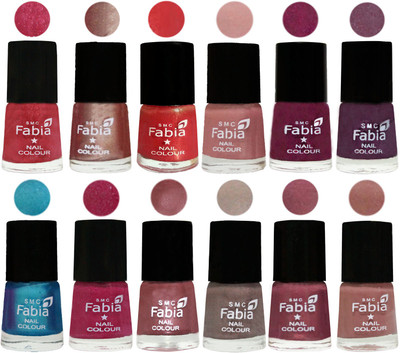 

Fabia Nail Polish Pack of 12(6 Ml Each) Professional Serious Nail Polish Shock Pink Light-Light Nude-Red Orange-Shrimp Pastell-Cherry Blossom-Light Jam-Denim-Hot Magenta-Lip-Light Beige-Dusty Pink-Nude(Pack of 12)