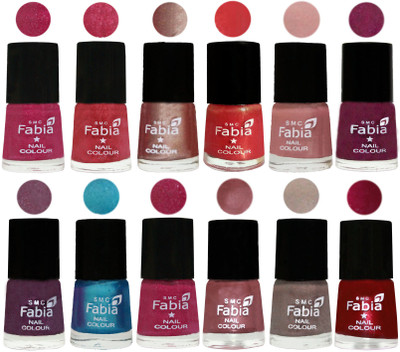 

Fabia Nail Polish Pack of 12(6 Ml Each) Professional Serious Nail Polish Magenta-Shock Pink Light-Light Nude-Red Orange-Shrimp Pastell-Cherry Blossom-Light Jam-Denim-Hot Magenta-Lip-Light Beige-Dark Magenta(Pack of 12)