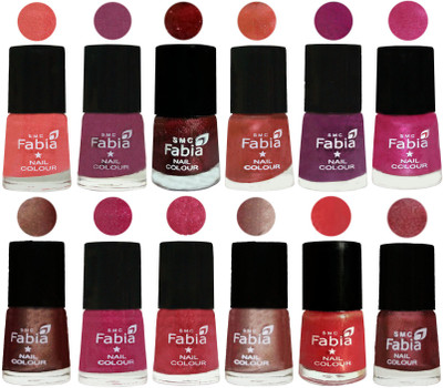 

Fabia Nail Polish Pack of 12(6 Ml Each) Professional Serious Nail Polish Light Peach-Dark Cherry Blossom-Brick Red-Dark Peach-Shock Pink-Pink-Light Coffee-Magenta-Shock Pink Light-Light Nude-Red Orange-Nude Pink(Pack of 12)