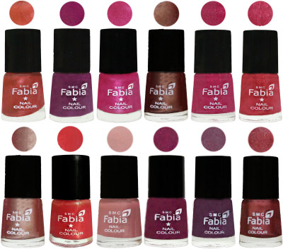 

Fabia Nail Polish Pack of 12(6 Ml Each) Professional Serious Nail Polish Dark Peach-Shock Pink-Pink-Light Coffee-Magenta-Shock Pink Light-Light Nude-Red Orange-Shrimp Pastell-Cherry Blossom-Light Jam-Nude Pink(Pack of 12)