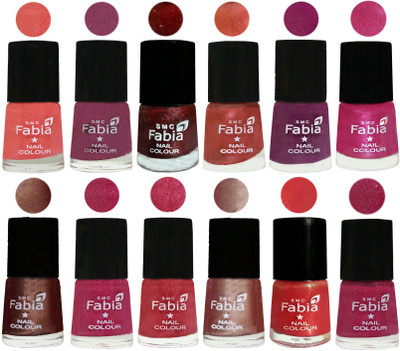 

Fabia Nail Polish Pack of 12(6 Ml Each) Professional Serious Nail Polish Light Peach-Dark Cherry Blossom-Brick Red-Dark Peach-Shock Pink-Pink-Light Coffee-Magenta-Shock Pink Light-Light Nude-Red Orange-Hot Magenta(Pack of 12)