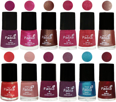 

Fabia Nail Polish Pack of 12(6 Ml Each) Professional Serious Nail Polish Shock Pink-Pink-Light Coffee-Magenta-Shock Pink Light-Light Nude-Red Orange-Shrimp Pastell-Cherry Blossom-Light Jam-Denim-Maroon(Pack of 12)