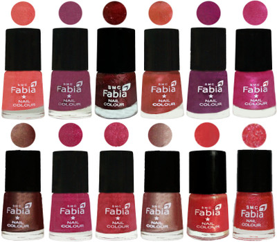 

Fabia Nail Polish Pack of 12(6 Ml Each) Professional Serious Nail Polish Light Peach-Dark Cherry Blossom-Brick Red-Dark Peach-Shock Pink-Pink-Light Coffee-Magenta-Shock Pink Light-Light Nude-Red Orange-Jerry Pink(Pack of 12)