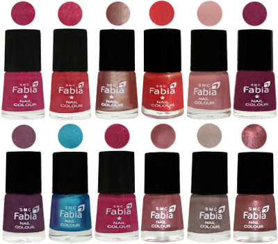 

Fabia Nail Polish Pack of 12(6 Ml Each) Professional Serious Nail Polish Magenta-Shock Pink Light-Light Nude-Red Orange-Shrimp Pastell-Cherry Blossom-Light Jam-Denim-Hot Magenta-Lip-Light Beige-Dark Red Chrome(Pack of 12)