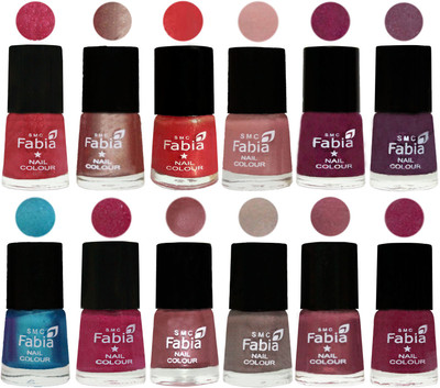 

Fabia Nail Polish Pack of 12(6 Ml Each) Professional Serious Nail Polish Shock Pink Light-Light Nude-Red Orange-Shrimp Pastell-Cherry Blossom-Light Jam-Denim-Hot Magenta-Lip-Light Beige-Dusty Pink-Rose Pink(Pack of 12)