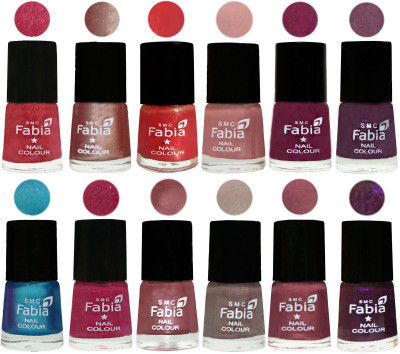 

Fabia Nail Polish Pack of 12(6 Ml Each) Professional Serious Nail Polish Shock Pink Light-Light Nude-Red Orange-Shrimp Pastell-Cherry Blossom-Light Jam-Denim-Hot Magenta-Lip-Light Beige-Dusty Pink-Dark Purple(Pack of 12)