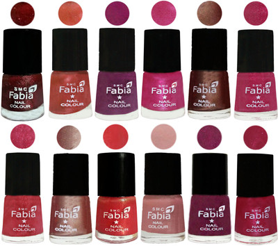 

Fabia Nail Polish Pack of 12(6 Ml Each) Professional Serious Nail Polish Brick Red-Dark Peach-Shock Pink-Pink-Light Coffee-Magenta-Shock Pink Light-Light Nude-Red Orange-Shrimp Pastell-Cherry Blossom-Cherry Pink(Pack of 12)
