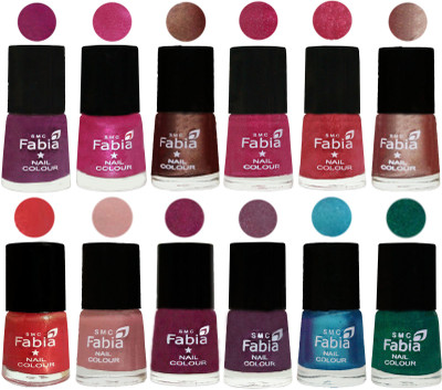 

Fabia Nail Polish Pack of 12(6 Ml Each) Professional Serious Nail Polish Shock Pink-Pink-Light Coffee-Magenta-Shock Pink Light-Light Nude-Red Orange-Shrimp Pastell-Cherry Blossom-Light Jam-Denim-Green(Pack of 12)