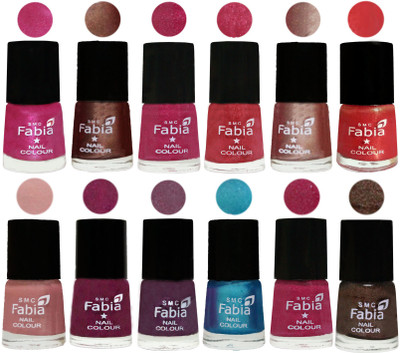 

Fabia Nail Polish Pack of 12(6 Ml Each) Professional Serious Nail Polish Pink-Light Coffee-Magenta-Shock Pink Light-Light Nude-Red Orange-Shrimp Pastell-Cherry Blossom-Light Jam-Denim-Hot Magenta-Dark Brown(Pack of 12)