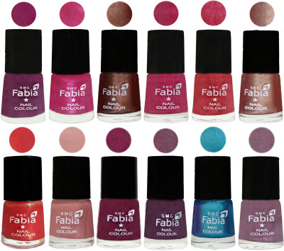 

Fabia Nail Polish Pack of 12(6 Ml Each) Professional Serious Nail Polish Shock Pink-Pink-Light Coffee-Magenta-Shock Pink Light-Light Nude-Red Orange-Shrimp Pastell-Cherry Blossom-Light Jam-Denim-Light Violet(Pack of 12)
