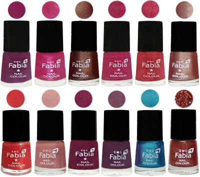 

Fabia Nail Polish Pack of 12(6 Ml Each) Professional Serious Nail Polish Shock Pink-Pink-Light Coffee-Magenta-Shock Pink Light-Light Nude-Red Orange-Shrimp Pastell-Cherry Blossom-Light Jam-Denim-Jerry Wine(Pack of 12)