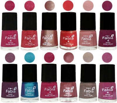 

Fabia Nail Polish Pack of 12(6 Ml Each) Professional Serious Nail Polish Magenta-Shock Pink Light-Light Nude-Red Orange-Shrimp Pastell-Cherry Blossom-Light Jam-Denim-Hot Magenta-Lip-Light Beige-Rani(Pack of 12)