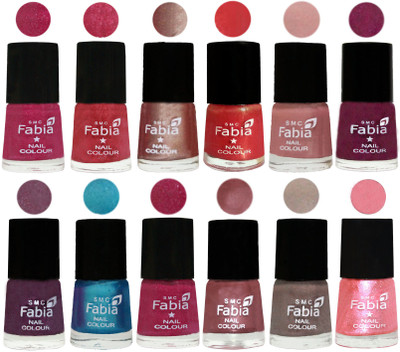 

Fabia Nail Polish Pack of 12(6 Ml Each) Professional Serious Nail Polish Magenta-Shock Pink Light-Light Nude-Red Orange-Shrimp Pastell-Cherry Blossom-Light Jam-Denim-Hot Magenta-Lip-Light Beige-Jerry Peach(Pack of 12)