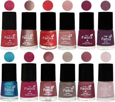 

Fabia Nail Polish Pack of 12(6 Ml Each) Professional Serious Nail Polish Shock Pink Light-Light Nude-Red Orange-Shrimp Pastell-Cherry Blossom-Light Jam-Denim-Hot Magenta-Lip-Light Beige-Dusty Pink-Lychee(Pack of 12)