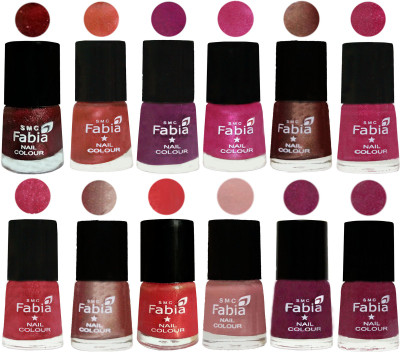 

Fabia Nail Polish Pack of 12(6 Ml Each) Professional Serious Nail Polish Brick Red-Dark Peach-Shock Pink-Pink-Light Coffee-Magenta-Shock Pink Light-Light Nude-Red Orange-Shrimp Pastell-Cherry Blossom-Rose Pink(Pack of 12)