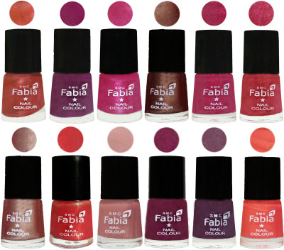 

Fabia Nail Polish Pack of 12(6 Ml Each) Professional Serious Nail Polish Dark Peach-Shock Pink-Pink-Light Coffee-Magenta-Shock Pink Light-Light Nude-Red Orange-Shrimp Pastell-Cherry Blossom-Light Jam-Peach(Pack of 12)