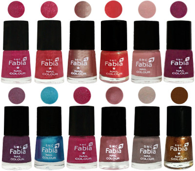 

Fabia Nail Polish Pack of 12(6 Ml Each) Professional Serious Nail Polish Magenta-Shock Pink Light-Light Nude-Red Orange-Shrimp Pastell-Cherry Blossom-Light Jam-Denim-Hot Magenta-Lip-Light Beige-Dark Golden(Pack of 12)