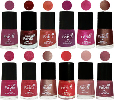 

Fabia Nail Polish Pack of 12(6 Ml Each) Professional Serious Nail Polish Dark Cherry Blossom-Brick Red-Dark Peach-Shock Pink-Pink-Light Coffee-Magenta-Shock Pink Light-Light Nude-Red Orange-Shrimp Pastell-Dusty Pink(Pack of 12)