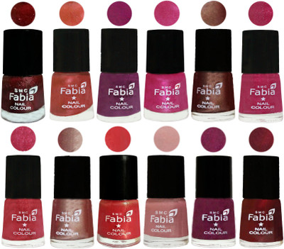 

Fabia Nail Polish Pack of 12(6 Ml Each) Professional Serious Nail Polish Brick Red-Dark Peach-Shock Pink-Pink-Light Coffee-Magenta-Shock Pink Light-Light Nude-Red Orange-Shrimp Pastell-Cherry Blossom-Maroon(Pack of 12)