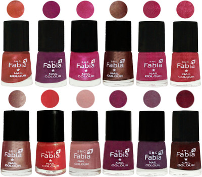 

Fabia Nail Polish Pack of 12(6 Ml Each) Professional Serious Nail Polish Dark Peach-Shock Pink-Pink-Light Coffee-Magenta-Shock Pink Light-Light Nude-Red Orange-Shrimp Pastell-Cherry Blossom-Light Jam-Royal Red(Pack of 12)