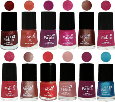 

Fabia Nail Polish Pack of 12(6 Ml Each) Professional Serious Nail Polish Brick Red-Dark Peach-Shock Pink-Pink-Light Coffee-Magenta-Shock Pink Light-Light Nude-Red Orange-Shrimp Pastell-Cherry Blossom-Denim(Pack of 12)
