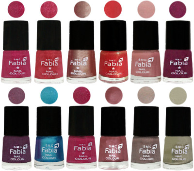 

Fabia Nail Polish Pack of 12(6 Ml Each) Professional Serious Nail Polish Magenta-Shock Pink Light-Light Nude-Red Orange-Shrimp Pastell-Cherry Blossom-Light Jam-Denim-Hot Magenta-Lip-Light Beige-Oyster(Pack of 12)