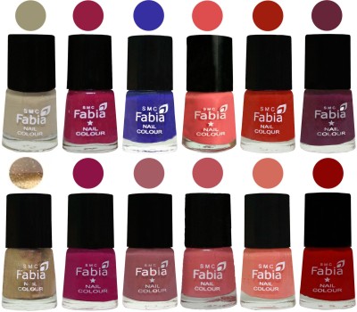 

Fabia Matte Nail Polish Exclusive Combo Tan, Cherry Blossom, Shock Blue, Salmon, Shock Orange Red, Mulberry, Golden, Raspberry, Lip, Bazooka Joe, Light Peach, Red(Pack of 12)