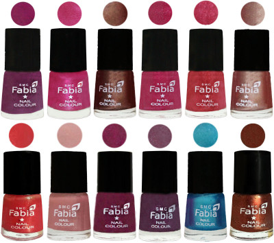 

Fabia Nail Polish Pack of 12(6 Ml Each) Professional Serious Nail Polish Shock Pink-Pink-Light Coffee-Magenta-Shock Pink Light-Light Nude-Red Orange-Shrimp Pastell-Cherry Blossom-Light Jam-Denim-Light Jerry Coffee(Pack of 12)