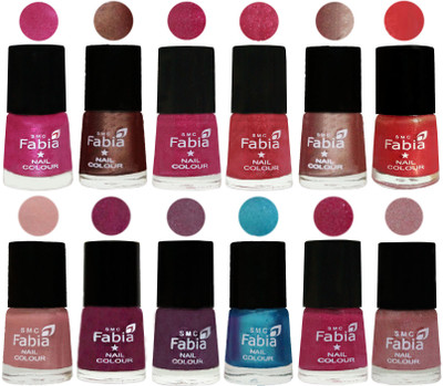 

Fabia Nail Polish Pack of 12(6 Ml Each) Professional Serious Nail Polish Pink-Light Coffee-Magenta-Shock Pink Light-Light Nude-Red Orange-Shrimp Pastell-Cherry Blossom-Light Jam-Denim-Hot Magenta-Light pink(Pack of 12)