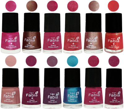 

Fabia Nail Polish Pack of 12(6 Ml Each) Professional Serious Nail Polish Pink-Light Coffee-Magenta-Shock Pink Light-Light Nude-Red Orange-Shrimp Pastell-Cherry Blossom-Light Jam-Denim-Hot Magenta-Rose Pink(Pack of 12)