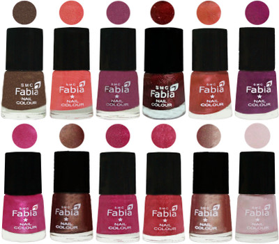 

Fabia Nail Polish Pack of 12(6 Ml Each) Professional Serious Nail Polish Everglade-Light Peach-Dark Cherry Blossom-Brick Red-Dark Peach-Shock Pink-Pink-Light Coffee-Magenta-Shock Pink Light-Light Nude-Lychee(Pack of 12)