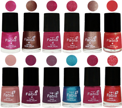 

Fabia Nail Polish Pack of 12(6 Ml Each) Professional Serious Nail Polish Pink-Light Coffee-Magenta-Shock Pink Light-Light Nude-Red Orange-Shrimp Pastell-Cherry Blossom-Light Jam-Denim-Hot Magenta-Jerry Pink(Pack of 12)
