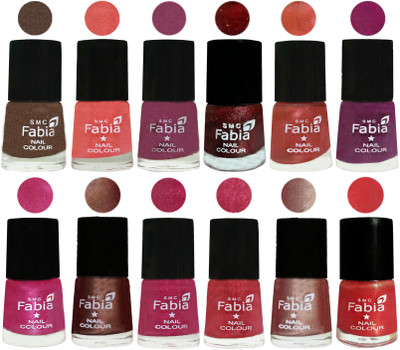 

Fabia Nail Polish Pack of 12(6 Ml Each) Professional Serious Nail Polish Everglade-Light Peach-Dark Cherry Blossom-Brick Red-Dark Peach-Shock Pink-Pink-Light Coffee-Magenta-Shock Pink Light-Light Nude-Red Orange(Pack of 12)